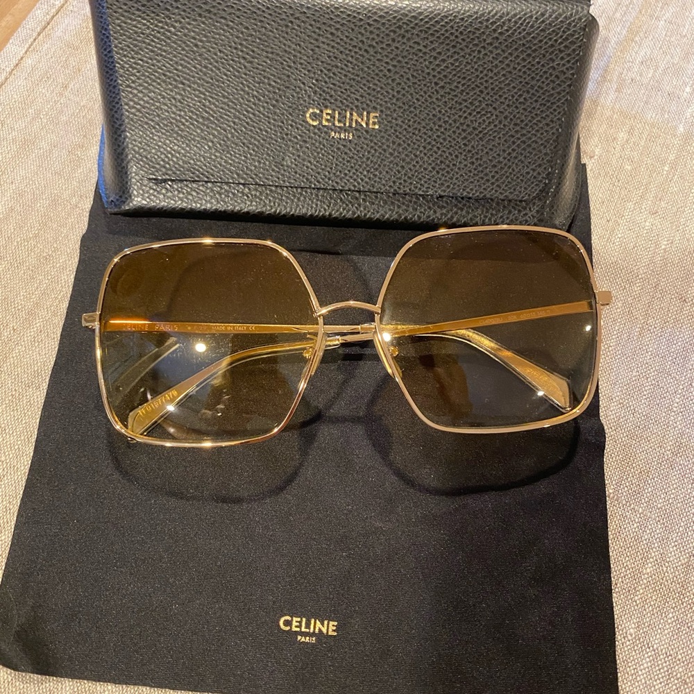 Celine Gold-Toned Metal Frame Gradient Square Sunglasses